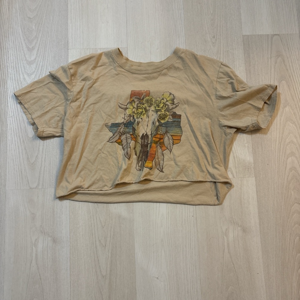Tan Graphic Crop Top